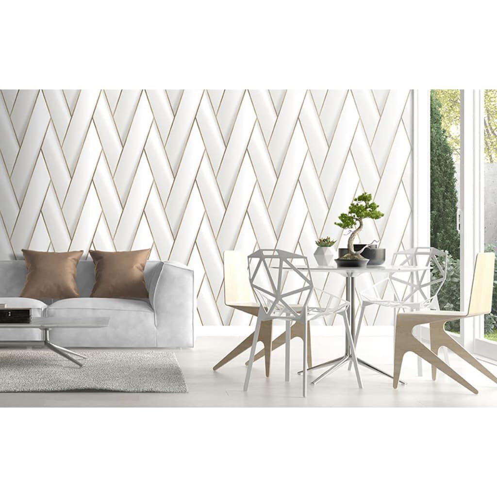 DUTCH WALLCOVERINGS Tapet Geometric vit och guld