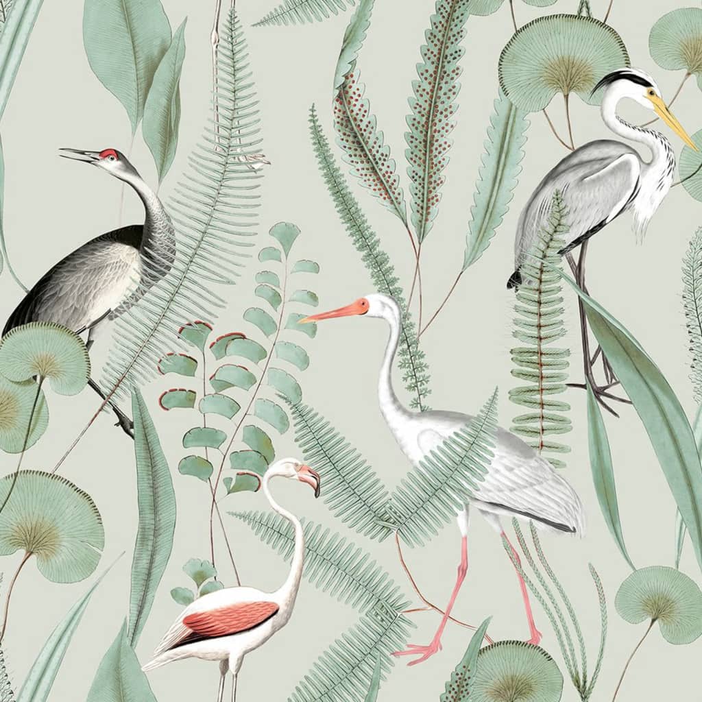 DUTCH WALLCOVERINGS Tapet Flamingo mintgrön