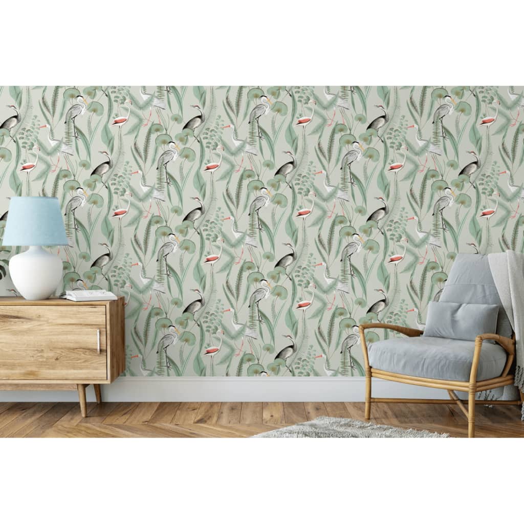 DUTCH WALLCOVERINGS Tapet Flamingo mintgrön