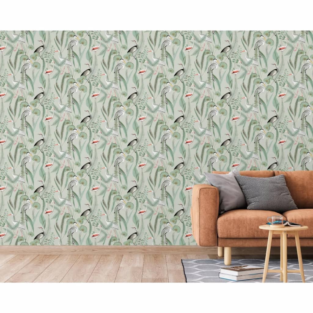 DUTCH WALLCOVERINGS Tapet Flamingo mintgrön