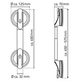 RIDDER Teleskopiskt stödhandtag med sugkoppar 12,5 cm 100 kg A0150301