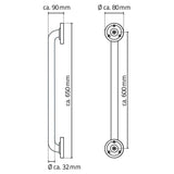 RIDDER Stødhandtag 60 cm sort aluminium