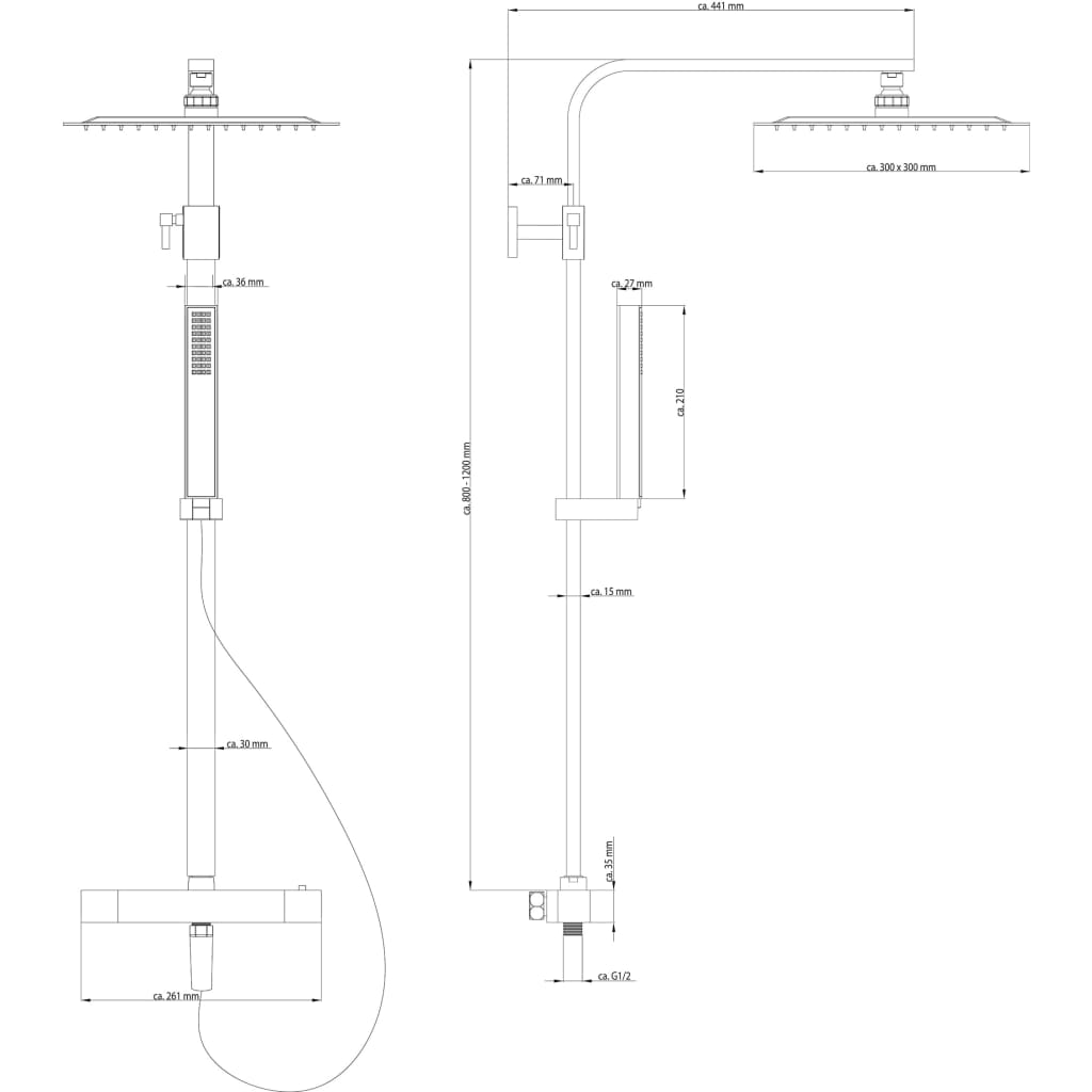 SCHÜTTE Termostatiskt dubbelt duschsystem SUMBA