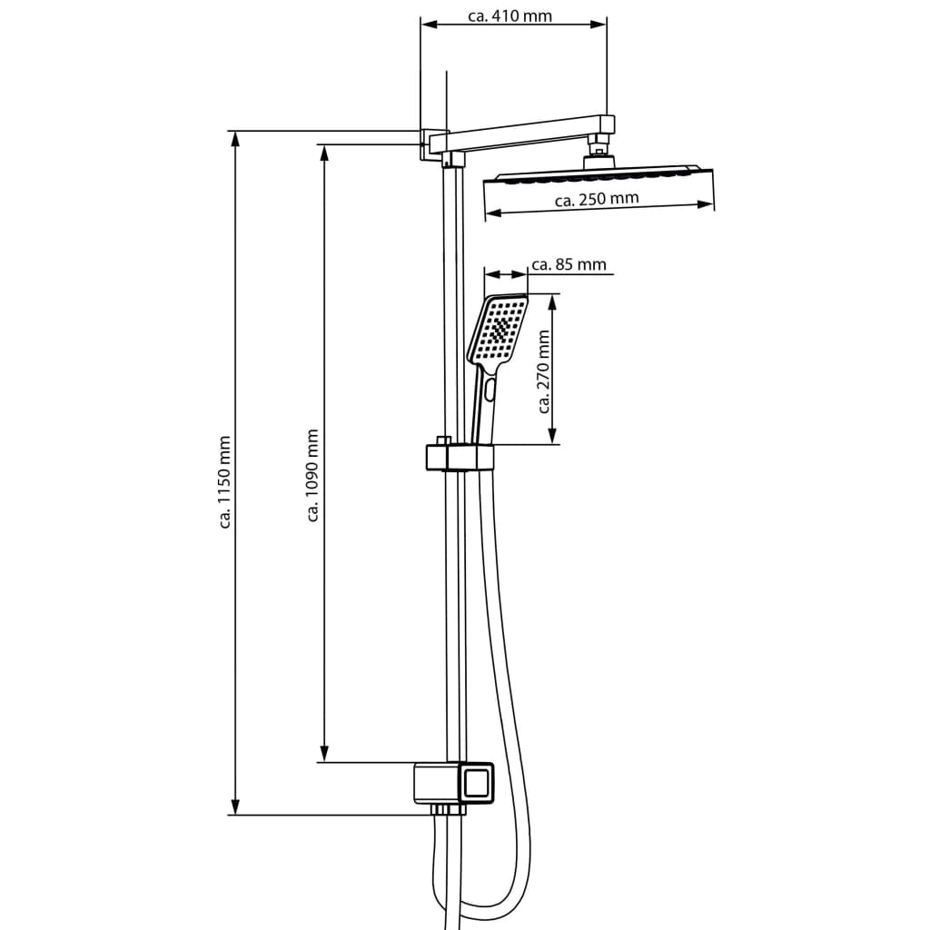 SCHÜTTE Duschset med regndusch SILVER RAIN krom