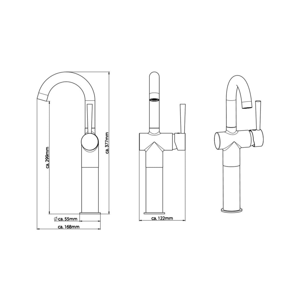 SCHÜTTE Tvättställsblandare med hög pip CORNWALL 168mm krom