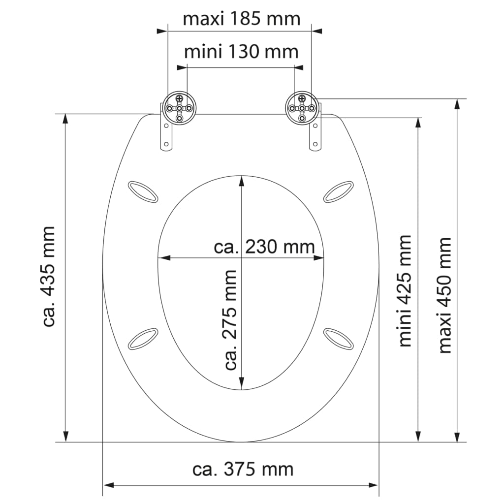 SCHÜTTE Toalettsits högglans med mjuk stängning GREY STEEL MDF