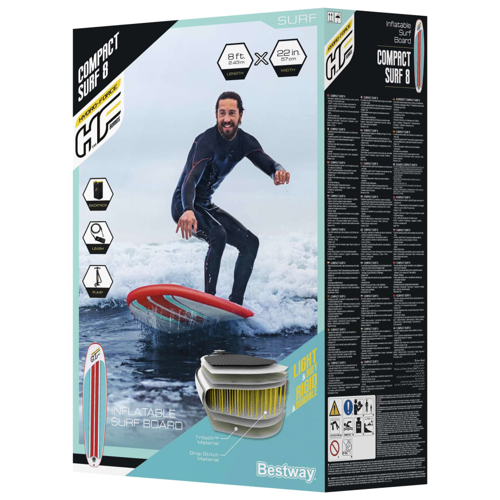 Bestway Uppblåsbar SUP-bräda Hydro-Force Compact Surf 8 243x57x7 cm