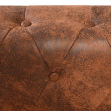 6-sitsig Chesterfield hörnsoffa konstläder brun