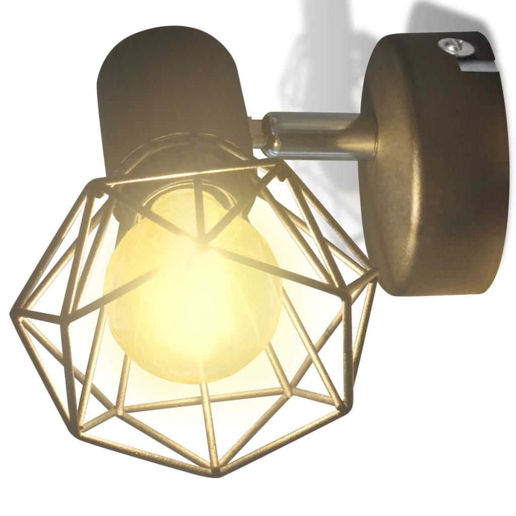 Taklampa industri-design spotlights 2 st LED-glödlampor svart