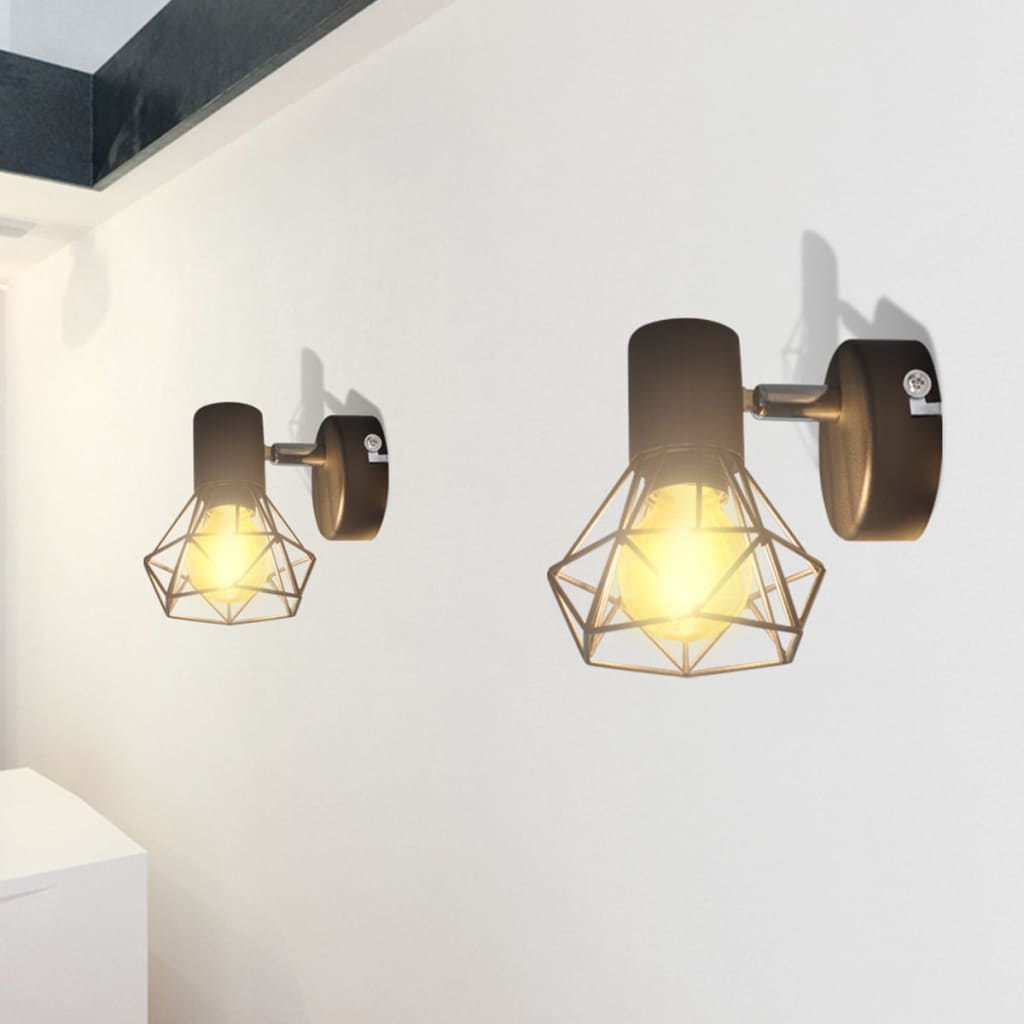 Taklampa industri-design spotlights 2 st LED-glödlampor svart