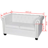 vidaXL Chesterfield 2-sits och 3-sits konstläder vit