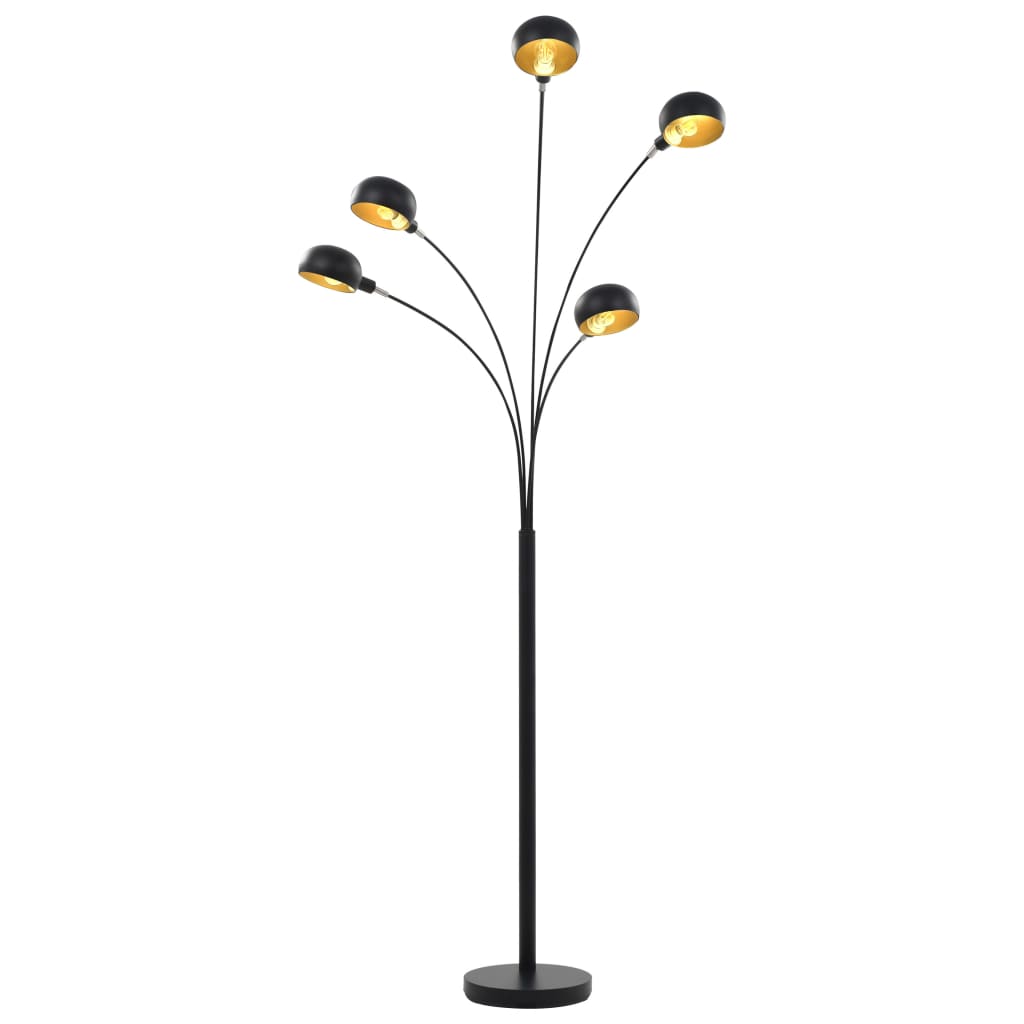 Golvlampa 200 cm 5 x E14 svart och guld