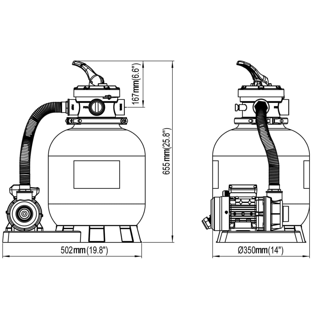 Sandfilterpumpar 2 st 600 W 17000 l/tim