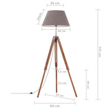 Golvlampa honungsbrun och grå massivt teakträ 141 cm