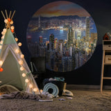 WallArt Tapet cirkelformad Skyline by Night 190 cm