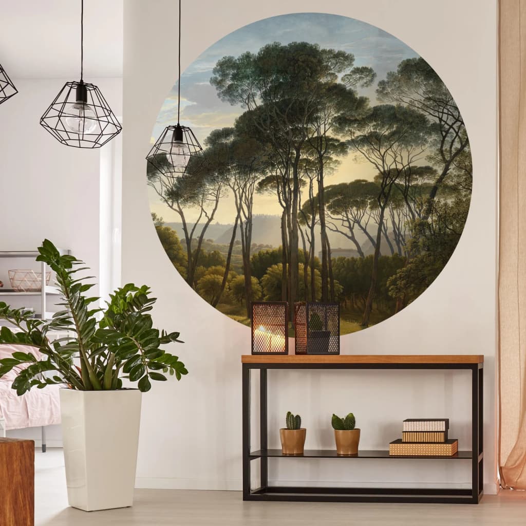 WallArt Tapet cirkelformad Umbrella Pines in Italy 190 cm