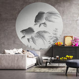 WallArt Tapet cirkelformad Two Goldfish 142,5 cm