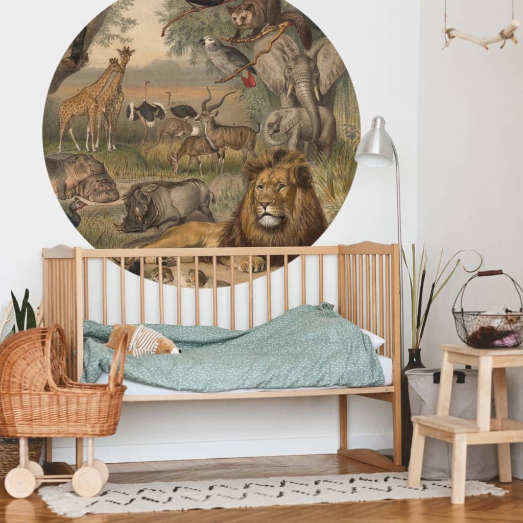 WallArt Tapet cirkelformad Animals of Africa 190 cm