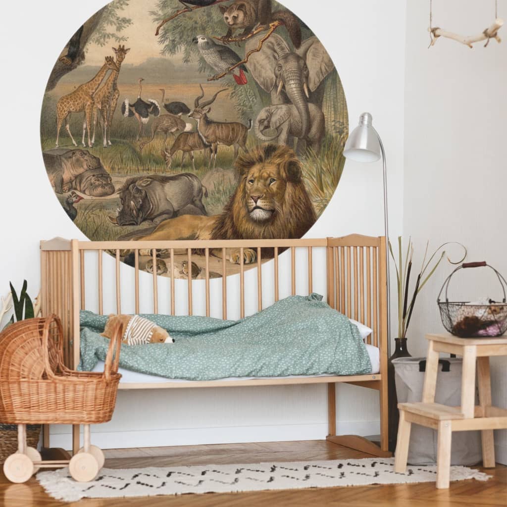 WallArt Tapet cirkelformad Animals of Africa 142,5 cm