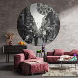 WallArt Tapet cirkelformad Hong Kong the Old Days 190 cm