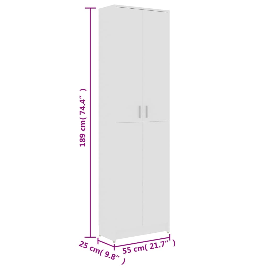 Hallgarderob vit 55x25x189 cm konstruerat trä