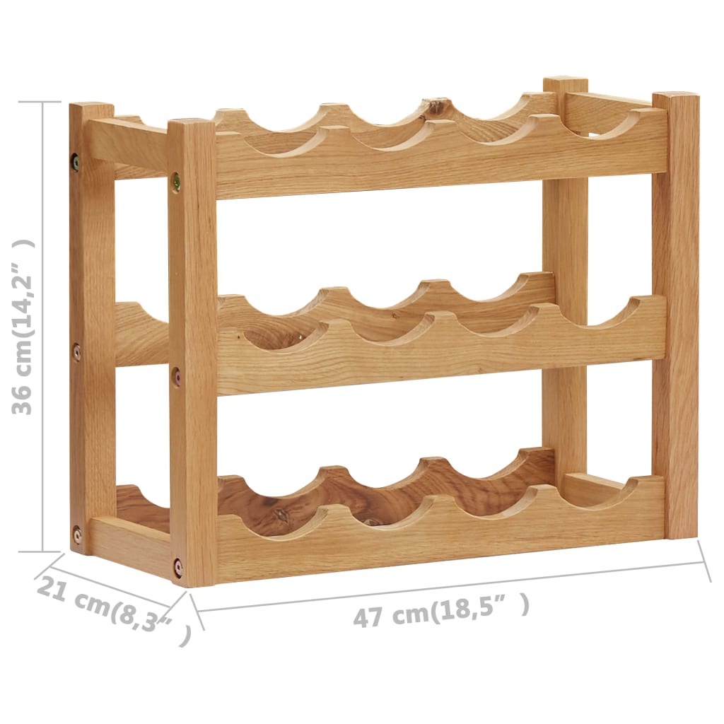 Vinställ for 12 flasker 47x21x36 cm massiv ek