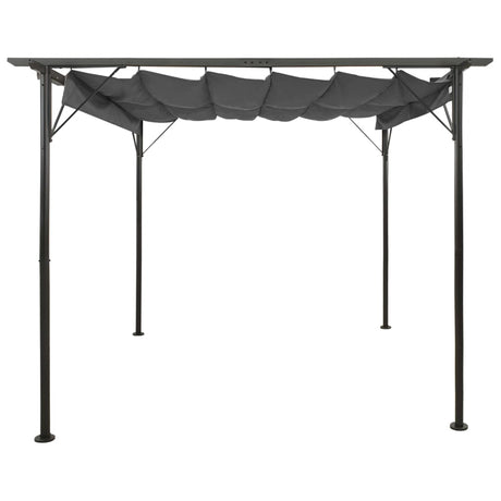 Pergola med infällbart tak antracit 3x3 m stål 180 g/m²