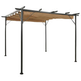 Pergola med infällbart tak taupe 3x3 m stål 180 g/m²