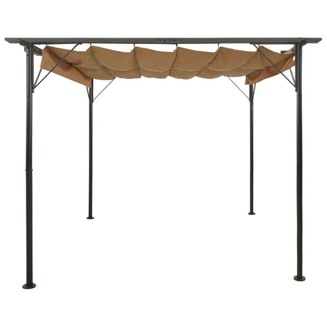 Pergola med infällbart tak taupe 3x3 m stål 180 g/m²