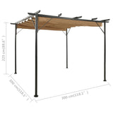 Pergola med infällbart tak taupe 3x3 m stål 180 g/m²