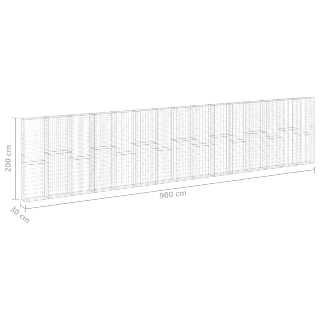 Gabionmur galvaniserat stål 900x30x200 cm