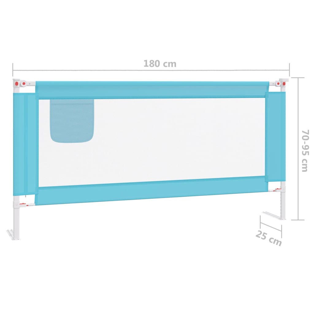 Sängskena för barn blå 180x25 cm tyg