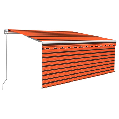 Markis manuellt infällbar m. rullgardin LED 3x2,5 m orange/brun