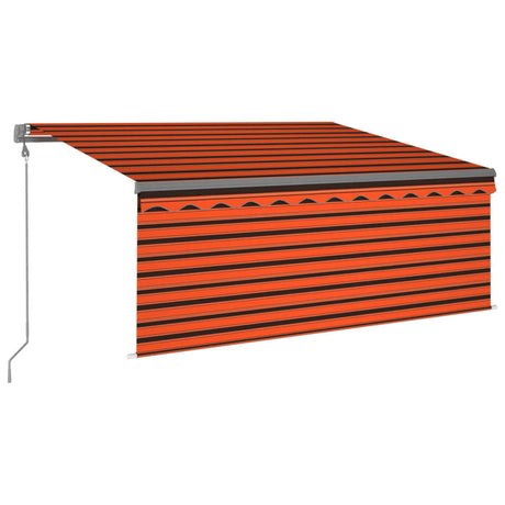 Manuell infällbar markis med rullgardin LED 3x2,5m orange/brun