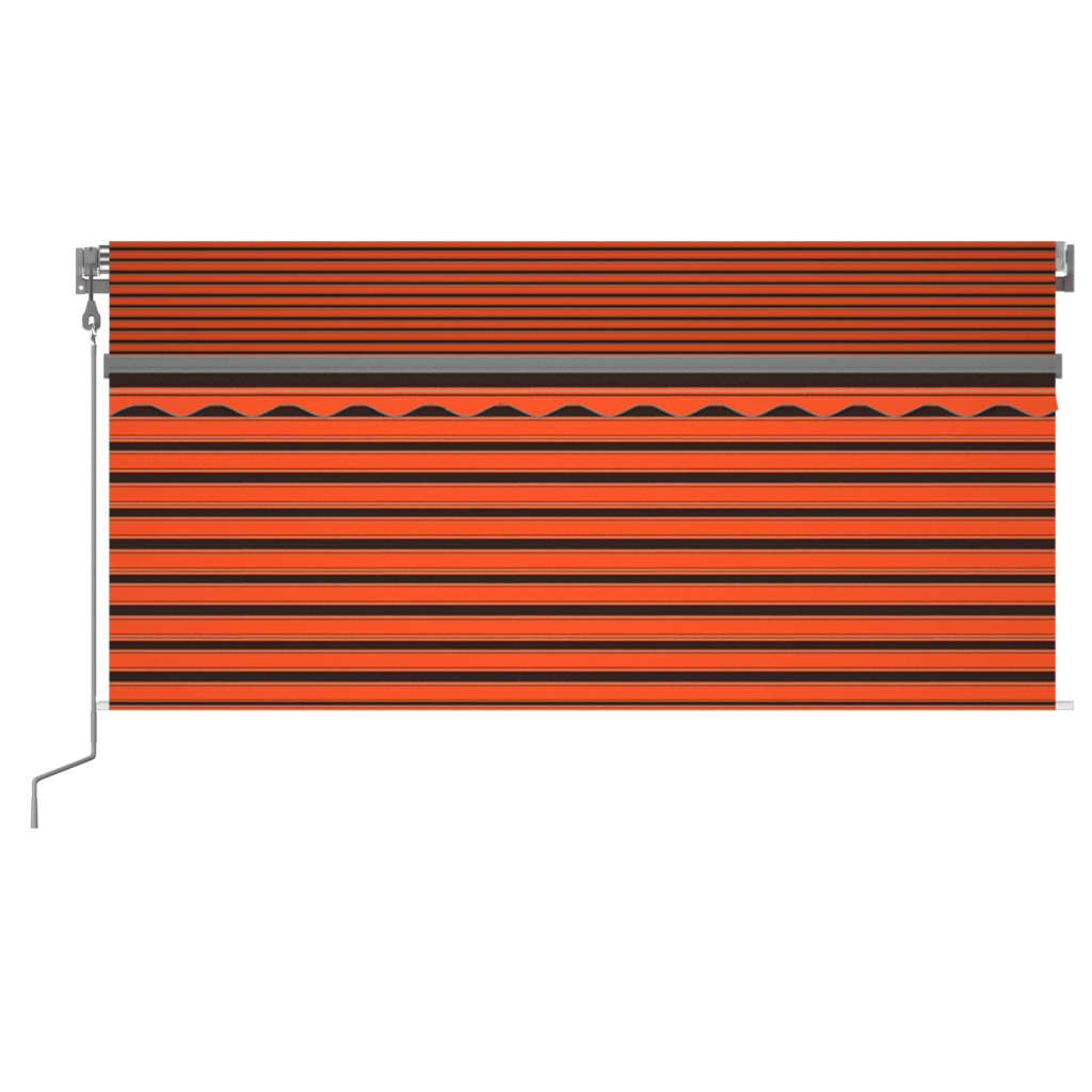 Manuell infällbar markis med rullgardin LED 3x2,5m orange/brun