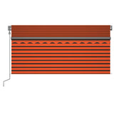 Manuell infällbar markis med rullgardin LED 3x2,5m orange/brun