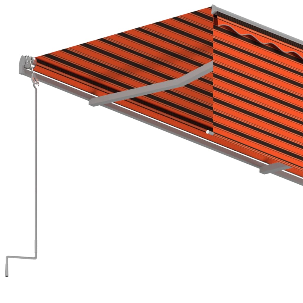 Manuell infällbar markis med rullgardin LED 3x2,5m orange/brun