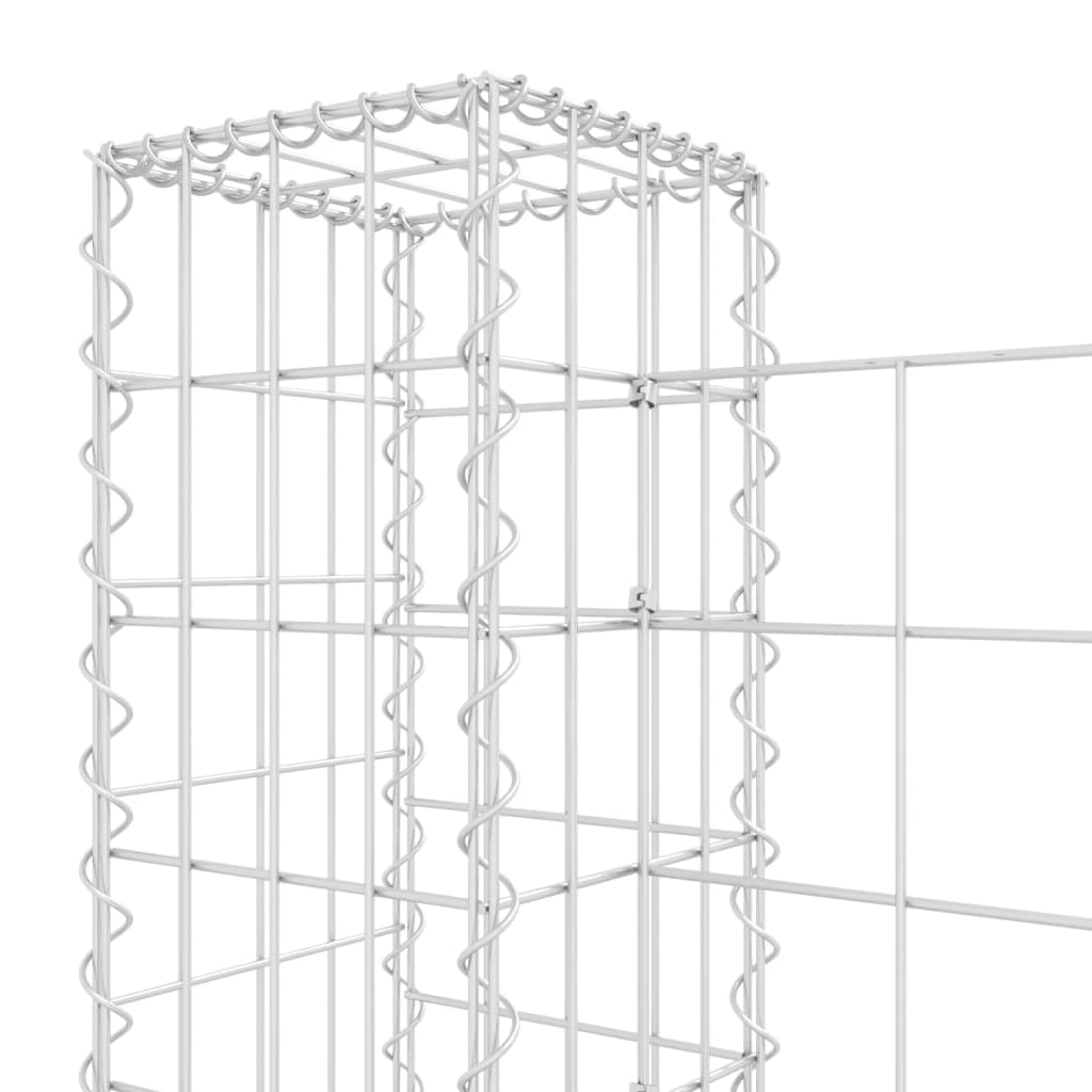 U-formad gabionkorg med 4 stolpar järn 380x20x100 cm