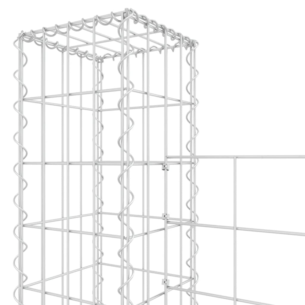 U-formad gabionkorg med 3 stolpar järn 260x20x200 cm