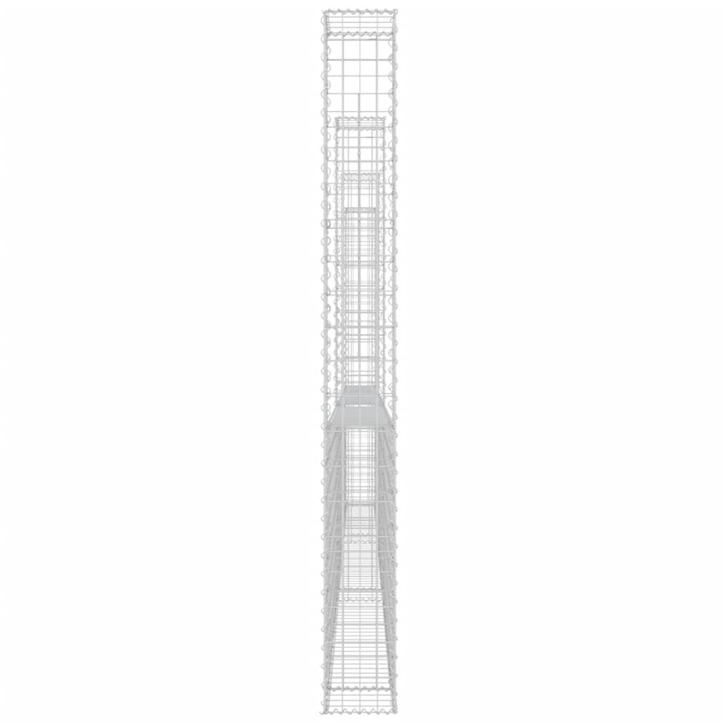 U-formad gabionkorg med 4 stolpar järn 380x20x200 cm