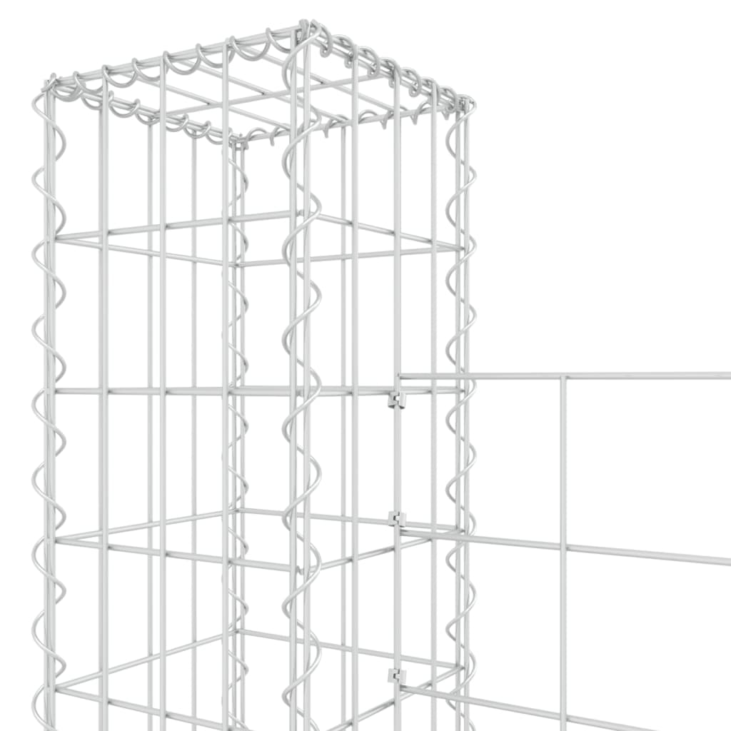 U-formet gabionkorg med 4 stolpar jern 380x20x200 cm