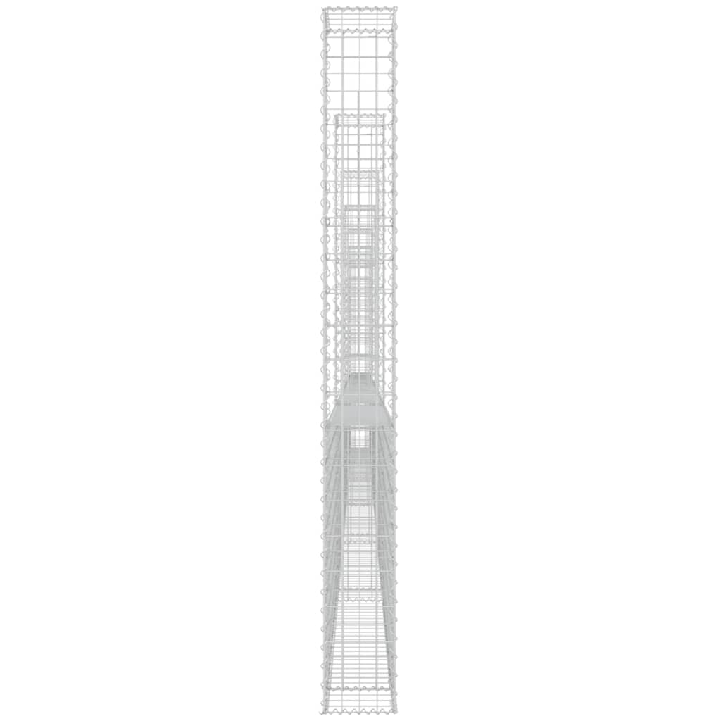 U-formet Gabionkorg med 7 stolpar jern 740x20x200 cm