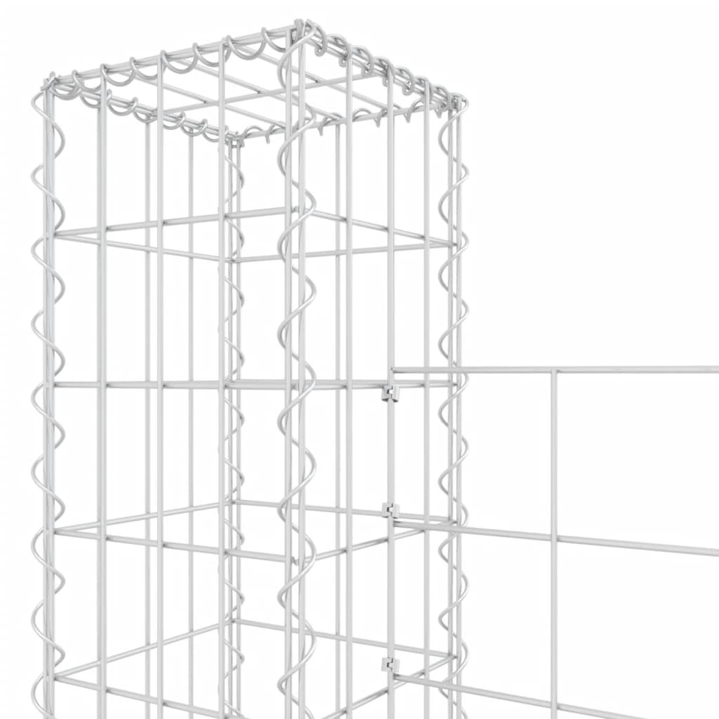 U-formad Gabionkorg med 7 stolpar järn 740x20x200 cm