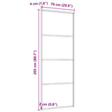 Skjutdörr ESG-glas och aluminium 76x205 cm vit