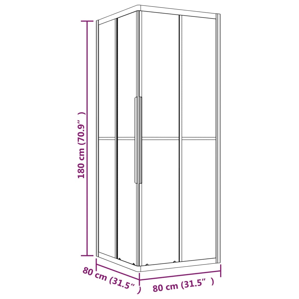 Duschvägg halvfrostad ESG 80x80x180 cm svart