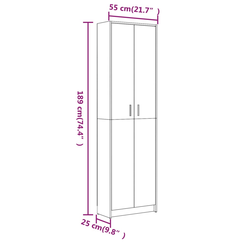 Hallgarderob brun ek 55x25x189 cm konstruerat trä