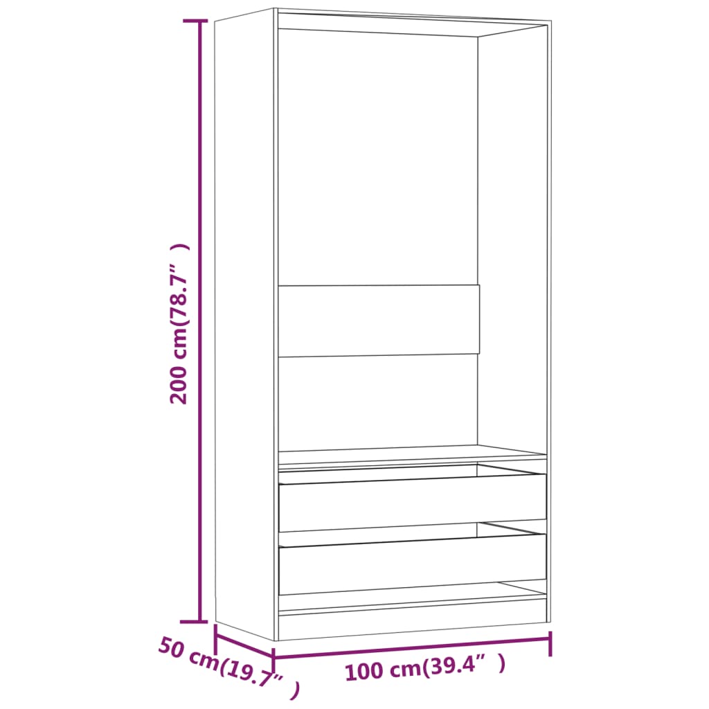 Garderob rökfärgad ek 100x50x200 cm konstruerat trä