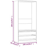 Garderob rökfärgad ek 100x50x200 cm konstruerat trä