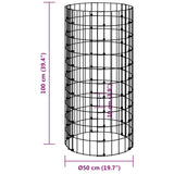 Planteringsgabion ophøjde rund galvaniseret stål Ø50x100 cm