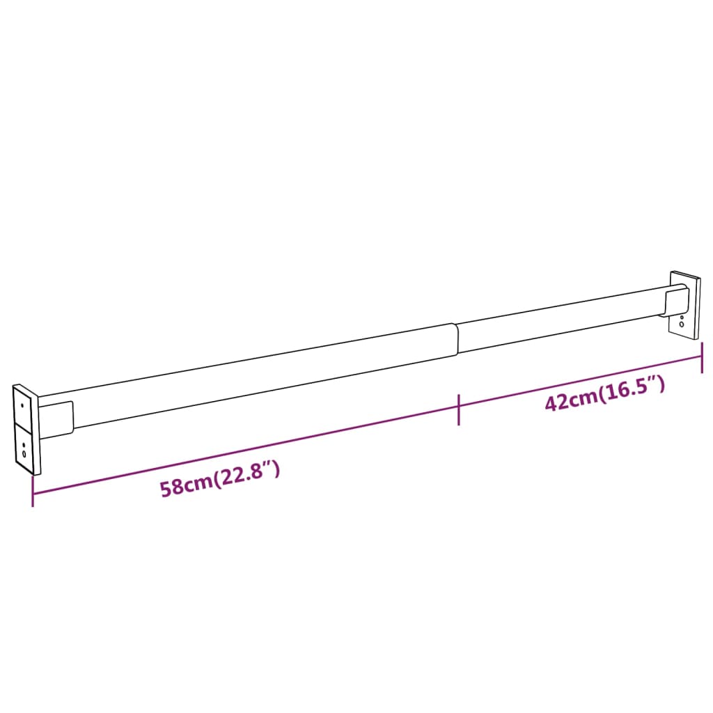 Teleskopiska garderobsskenor 2 st silver 58-100 cm